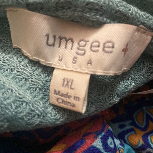 LtBlue Waffle Knit Dress with Abstract Puff Sleeves sz 1XL - Picture 2 of 4